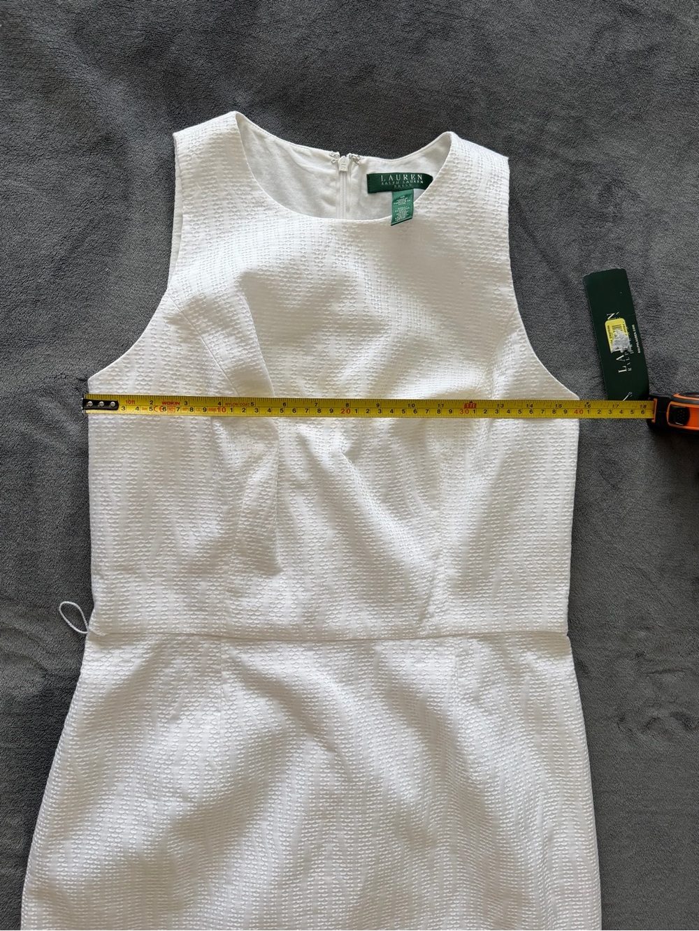 Lauren Ralph Lauren Cream Textured Sheath Midi Dress - Picture 13 of 14